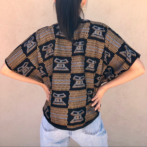 Vintage Gold & Black Boxy Cover Up - Picture 2 of 4